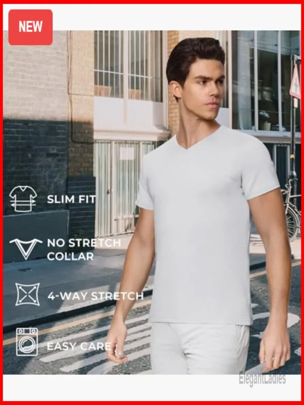 Men's Slim Fit V-Neck Undershirts 3-Pack, Moisture Wicking, Bamboo Rayon